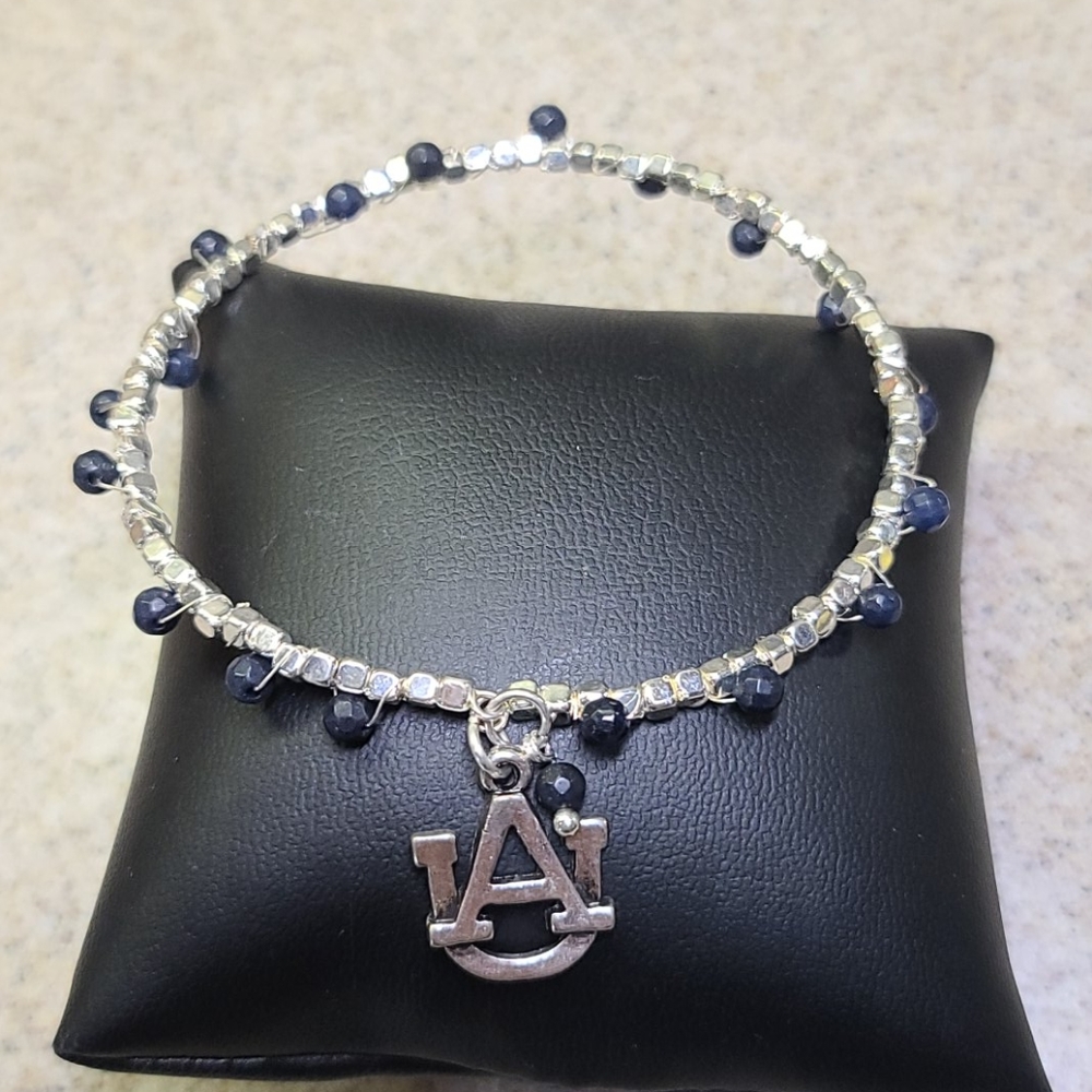AUBURN FANS Bracelet Silver/Blue. ADJUSTABLE